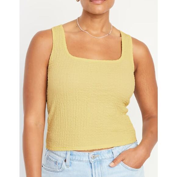 Old Navy Tops - Old Navy Womens Evanescent Yellow Square-Neck Textured Tank Top NEW XL